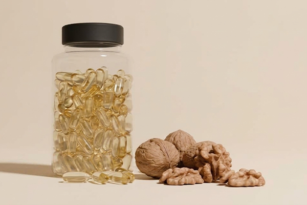 Omega-3 on beige background