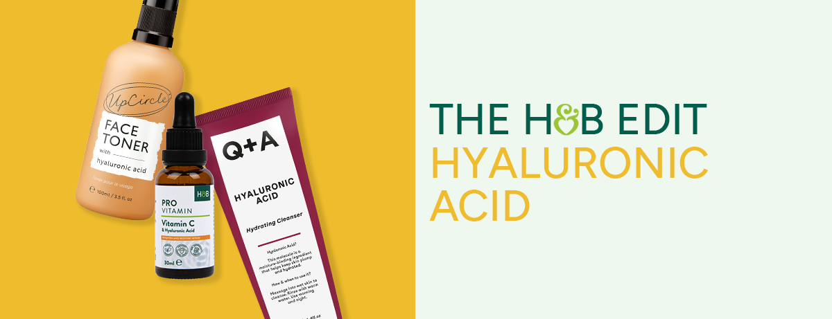 hyaluronic acid products on yellow background