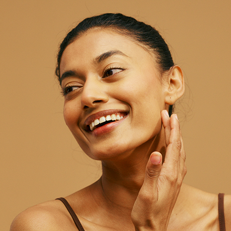 woman natural face model female beauty happy skincare skin studio healthy clean indian fr