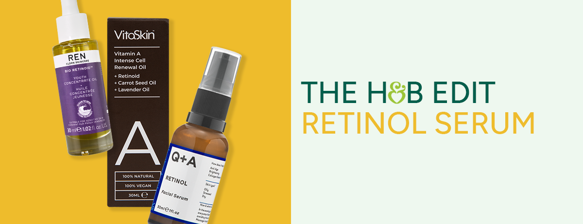 Retinol serums on a yellow background