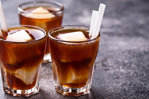 Cold drink iced coffee with frozen milk