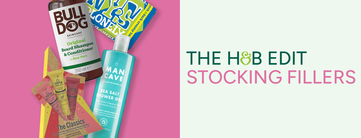 Stocking fillers on pink background