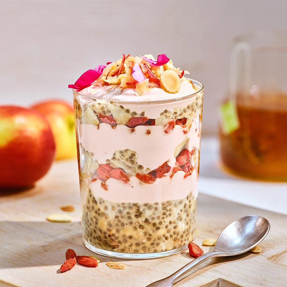 masala chai porridge in a glass