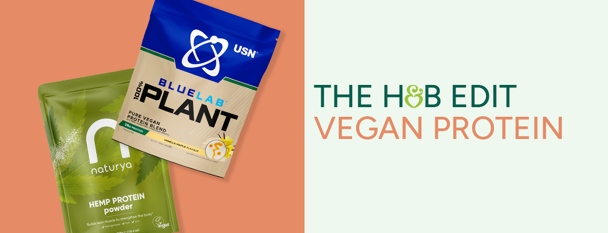 Protein powders on orange background