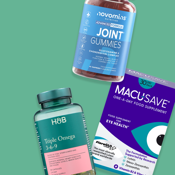 Vitamins on a blue background