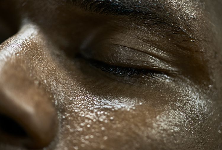 Close up of male with tired eyes