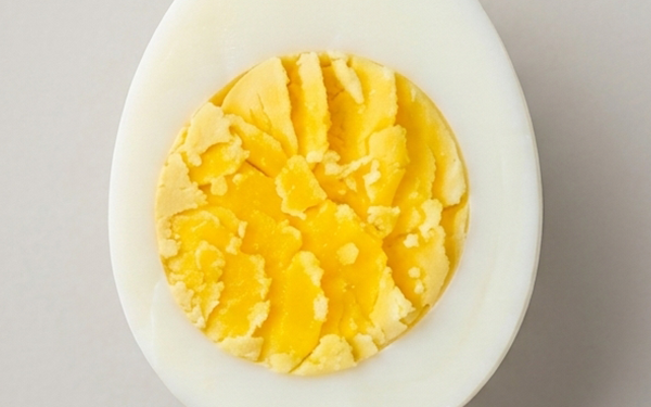 Macro shot of an egg yolk, hard boiled