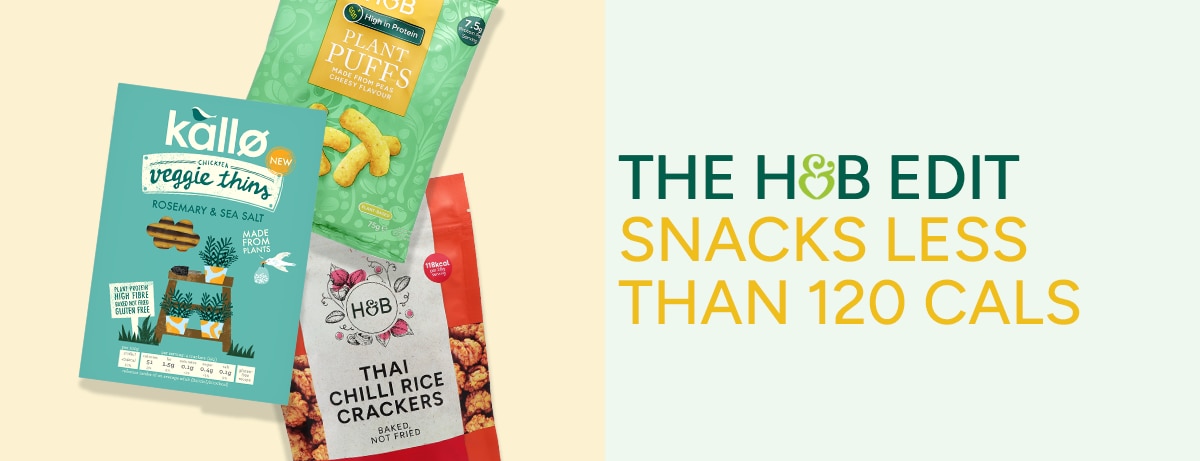 Low calorie snacks sitting on yellow background