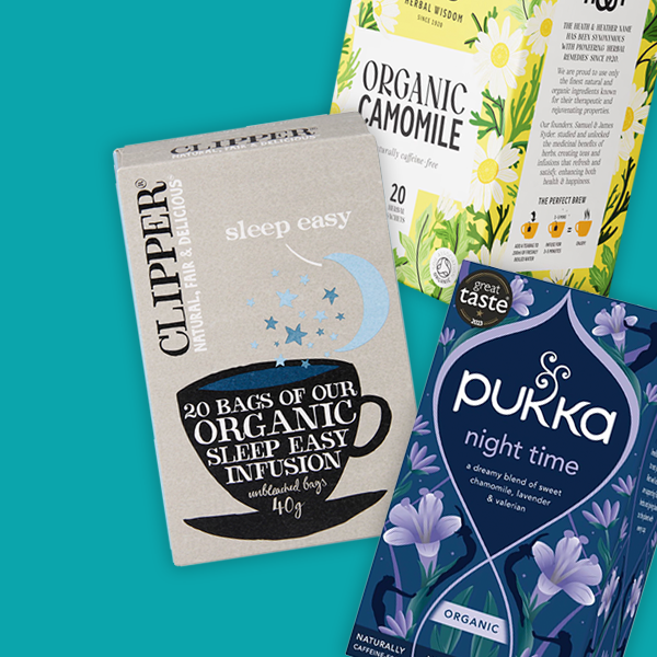 Selection of teas on blue background