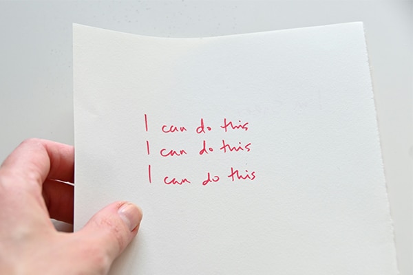 Hand written note saying I can do this