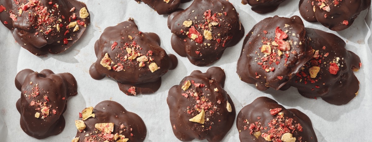 soft and nutty choc puddles on a table
