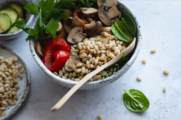 High iron bowl with legumes and spinach