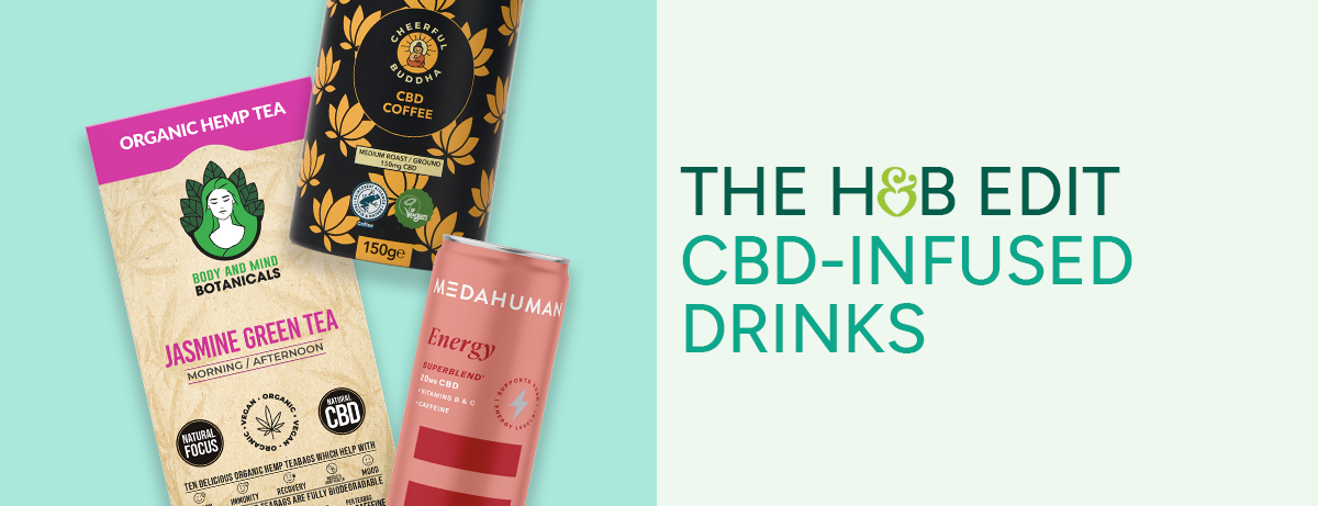 Selection of CBD products on a green background
