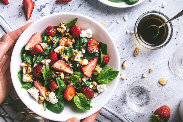Strawberry salad on a plate