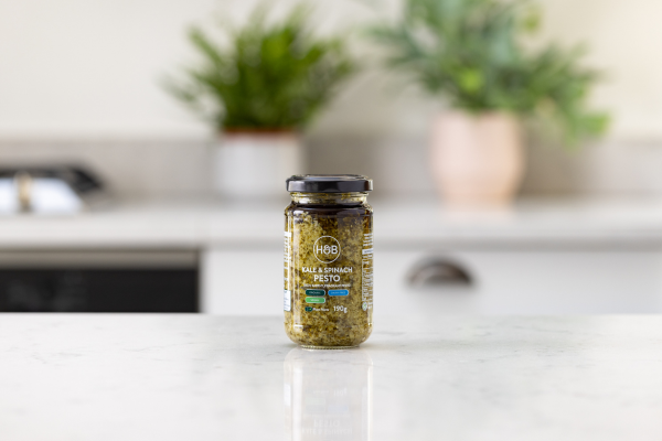 kale pesto pasta on the side