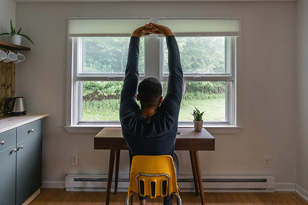 Male stretching at home