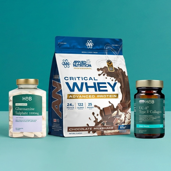 Selection of running products on green background