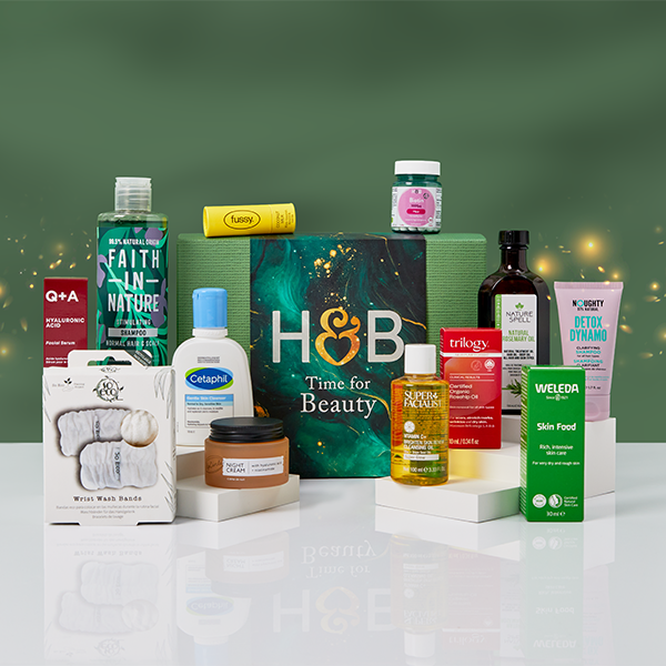 Selection of H&B products with christmas background