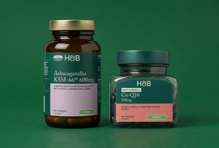 2 supplement bottles on green background