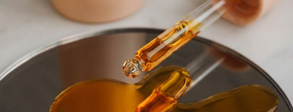 Turmeric oil on a mirror plate