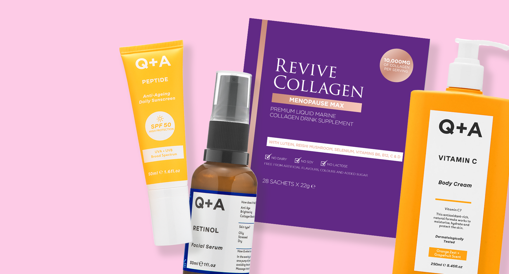 Selection of products on colour background