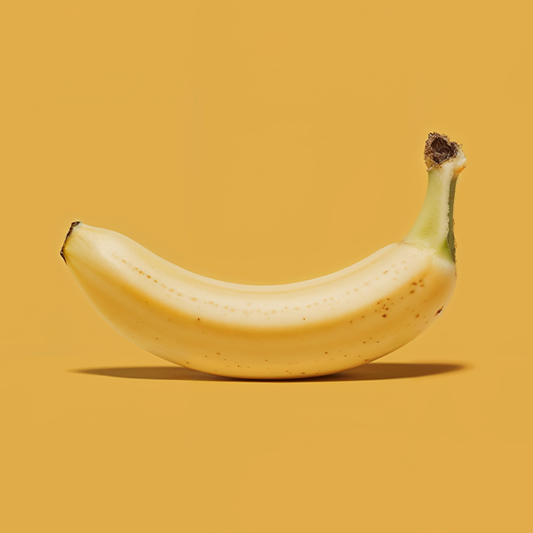 Banana on yellow background