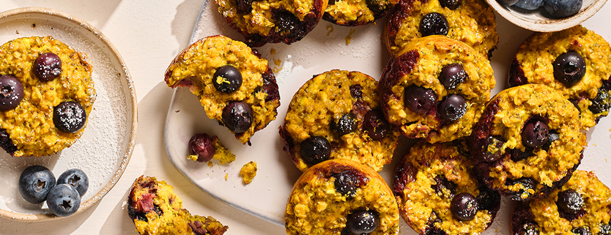 Blueberry muffins on a plate