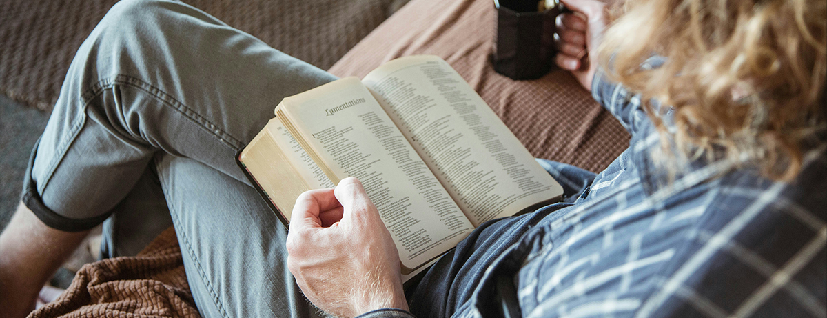 female sat on sofa reading a book