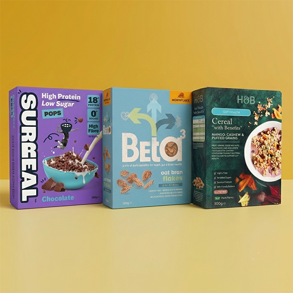 Selection of cereals on yellow background