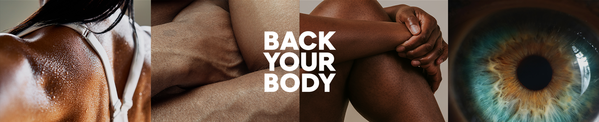 Back your body overlayed on images of close up body parts