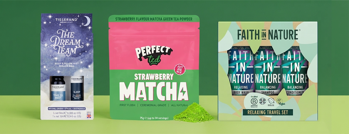 stocking fillers on a green background