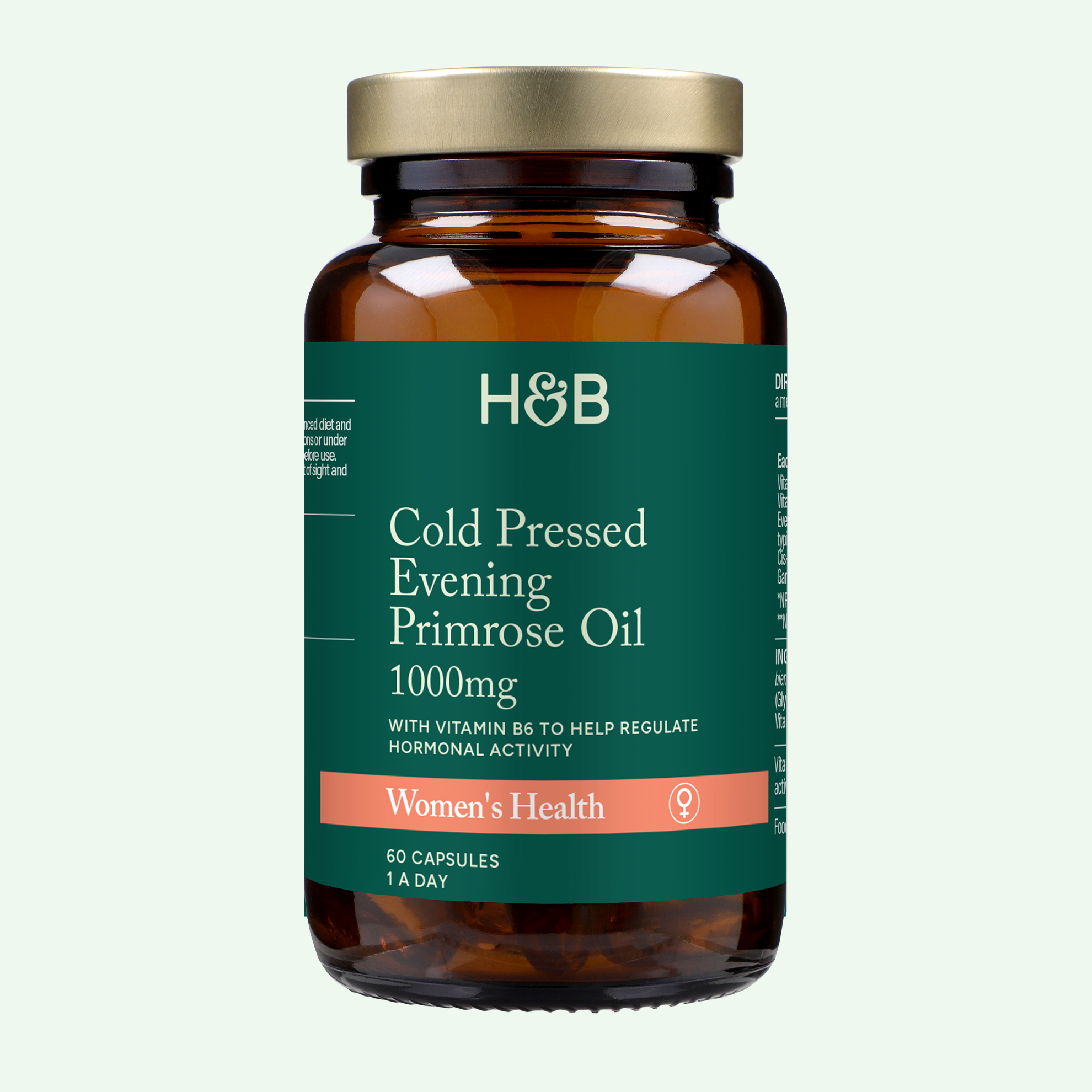 Jar of cold pressed evening primrose oil on white background