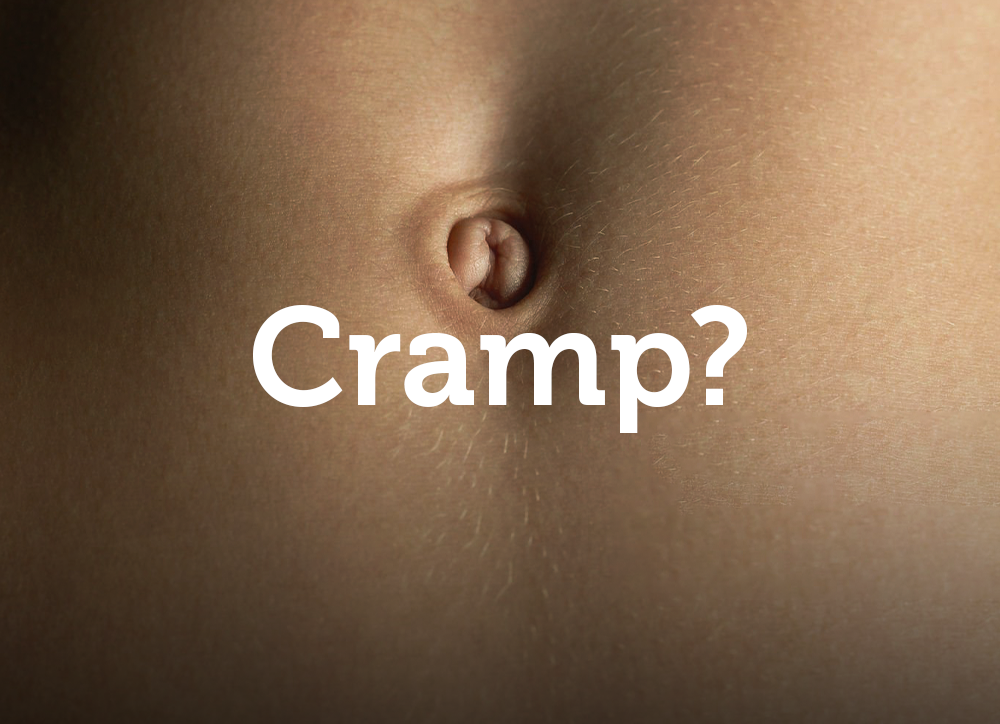 Belly with the word cramp on top