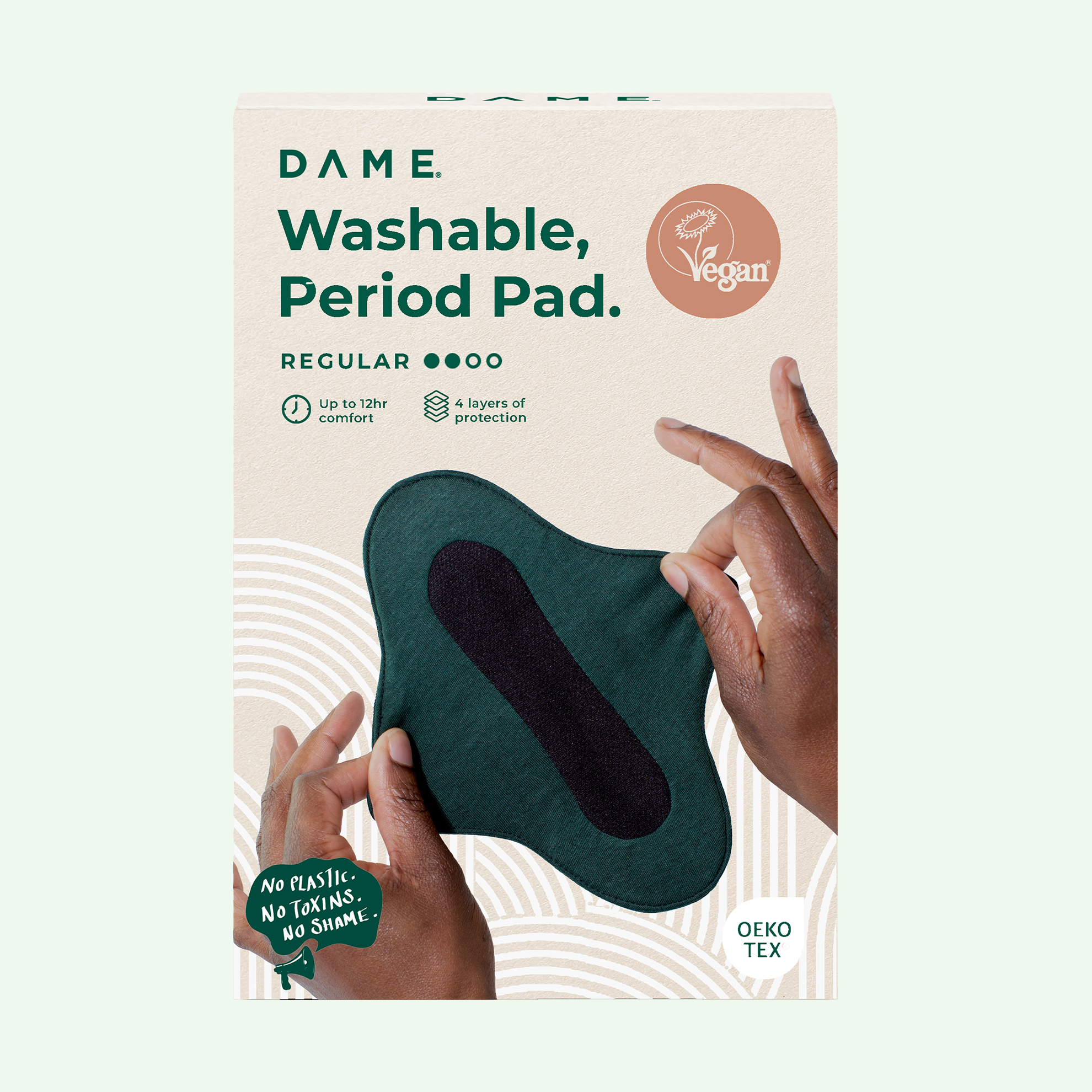 Dame washable period pad on white background