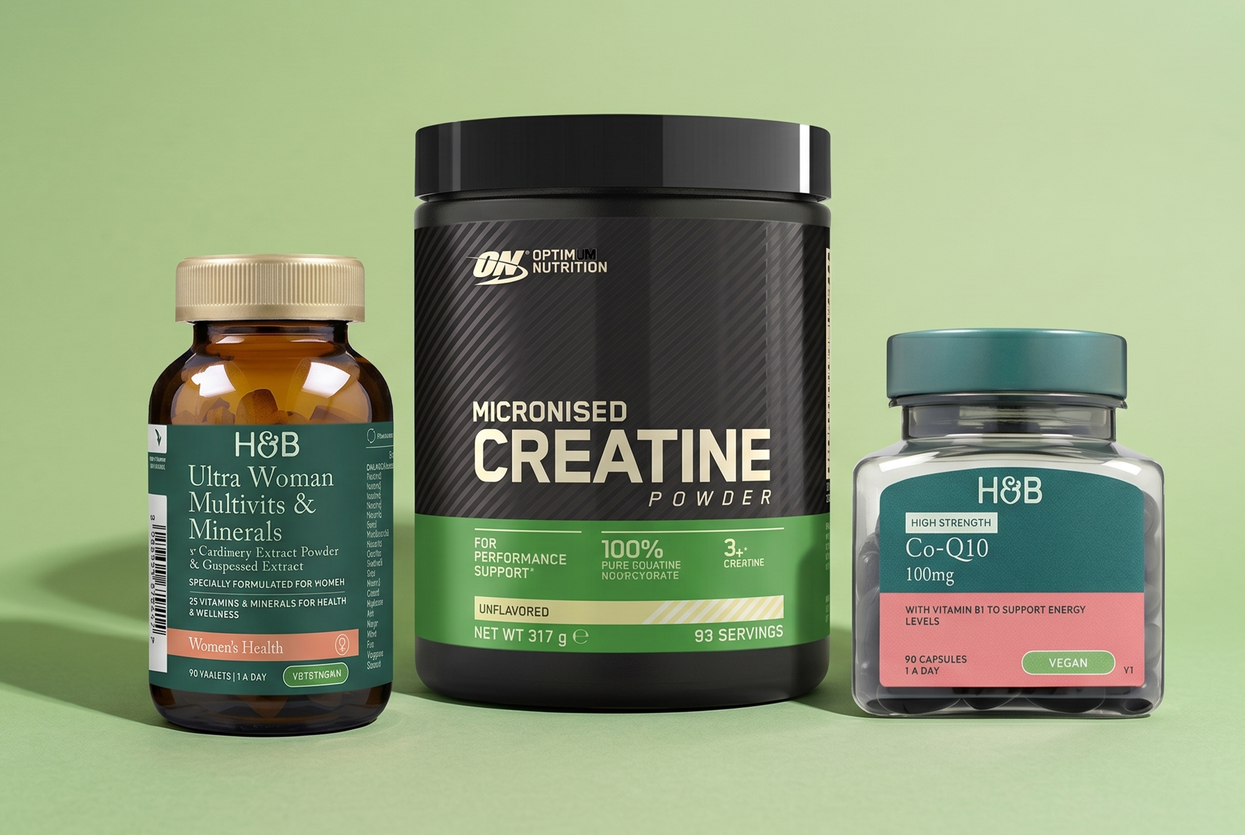 Selection of products on a green background