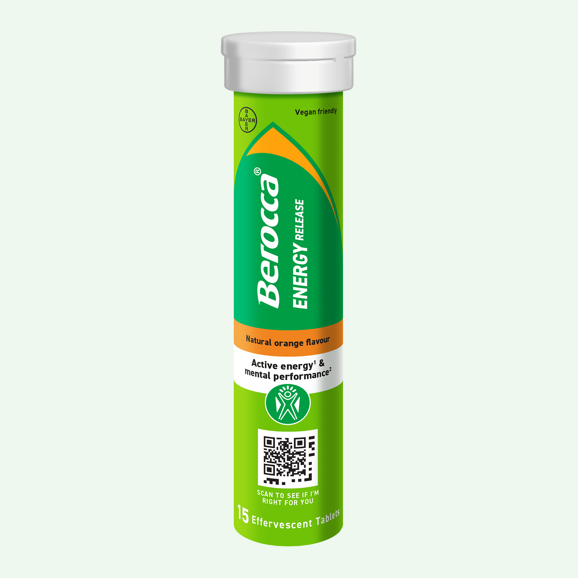 Berocca energy tablets on white background