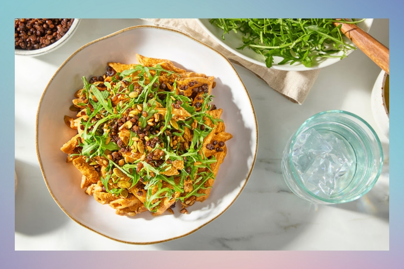 chickpea penne lentil pasta