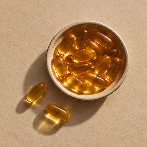 bowl of omega-3 on a beige background