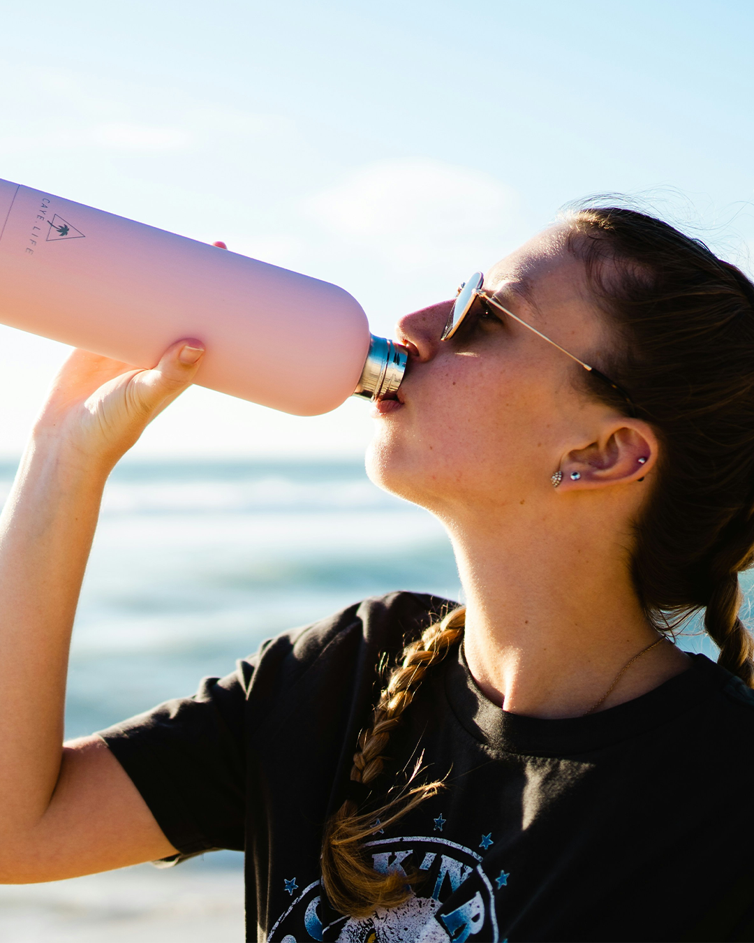 Female drinking water