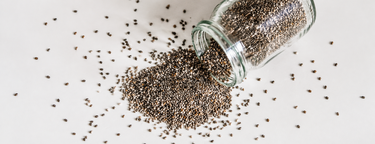 Chia seed spilling from a glass