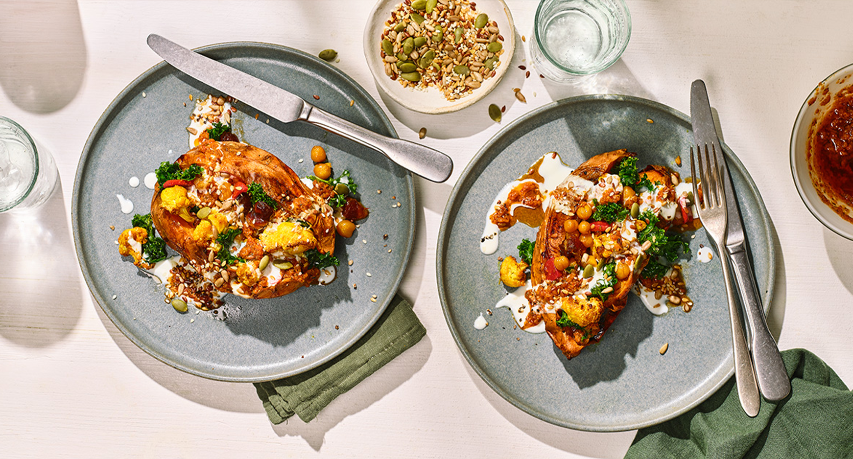 High fibre roasted potatoes on a plate