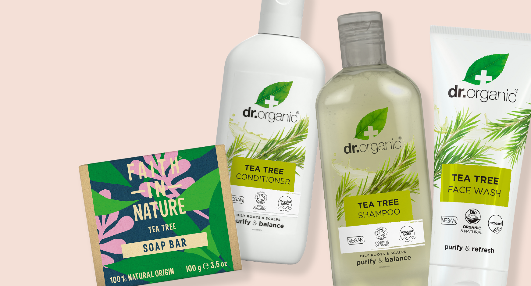Selection of products on colour background