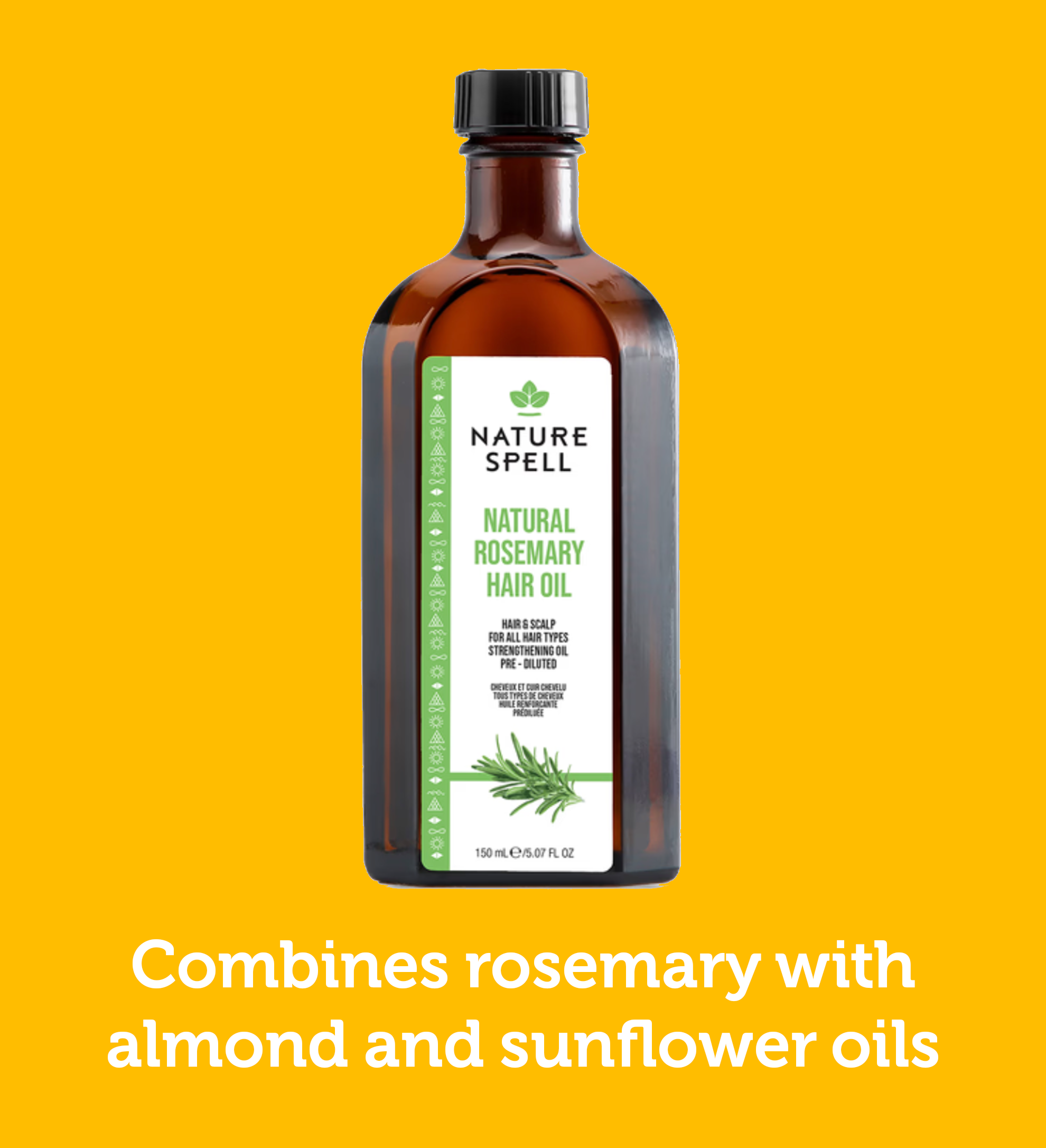 Combines rosemary with almond sunflower oils