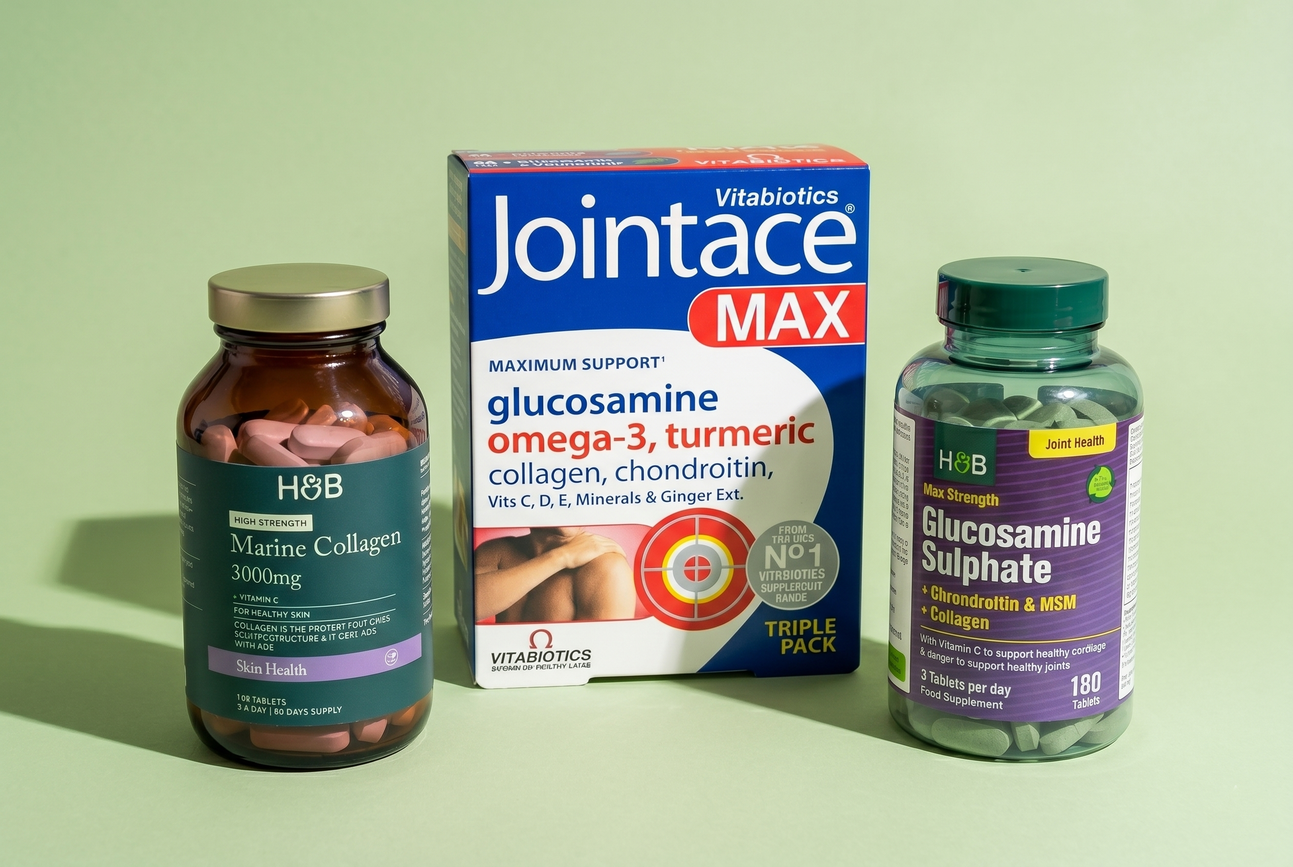Selection of products on a green background