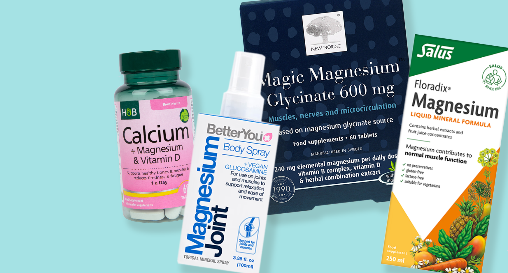 Selection of products on colour background
