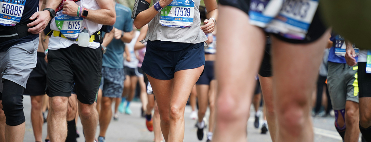 Close up of marathon runners legs
