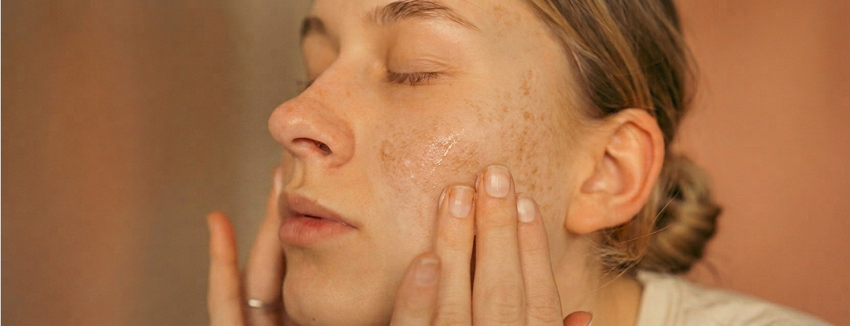 Female with melasma on side of face