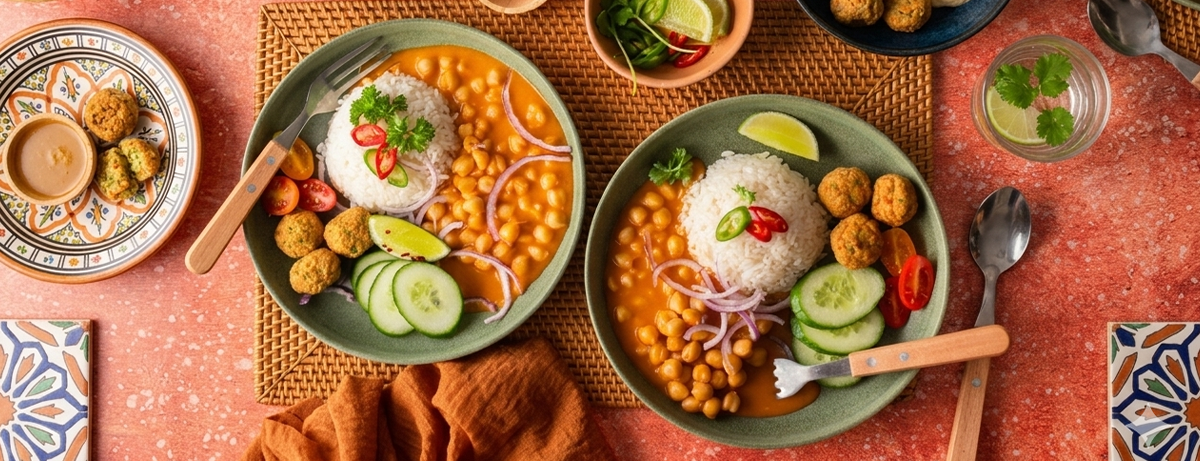 Selection of foods on a pink wood background