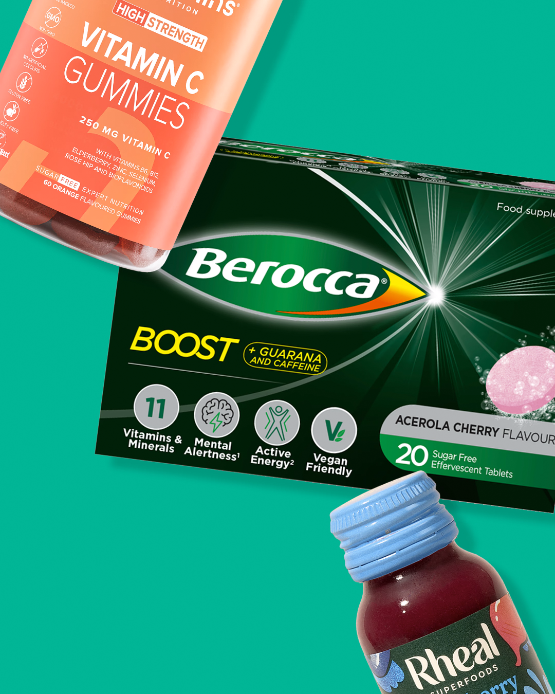 Flu products on a green background