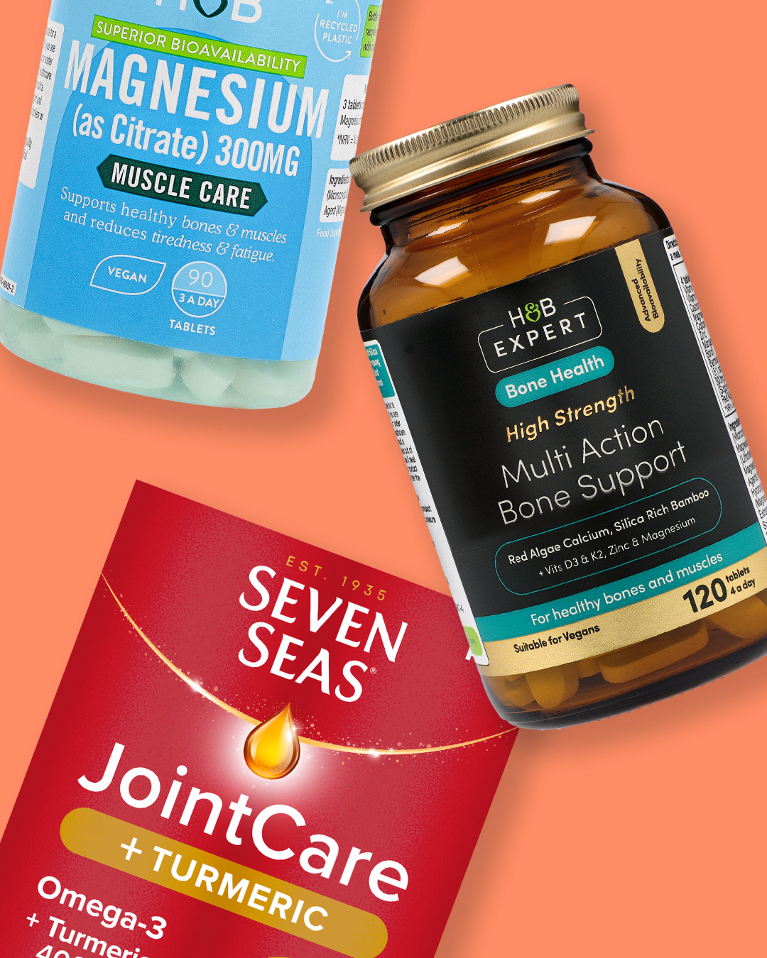Joint supplements on coral background
